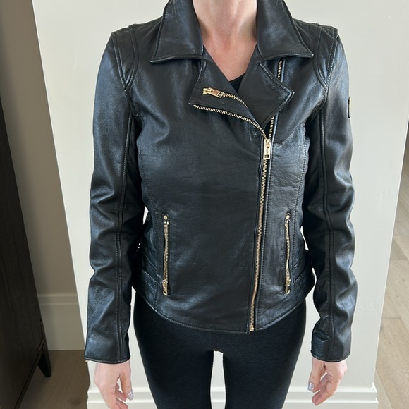 Mauritius cool leather jacket with light gold zipper. NWT - Picture 3 of 15